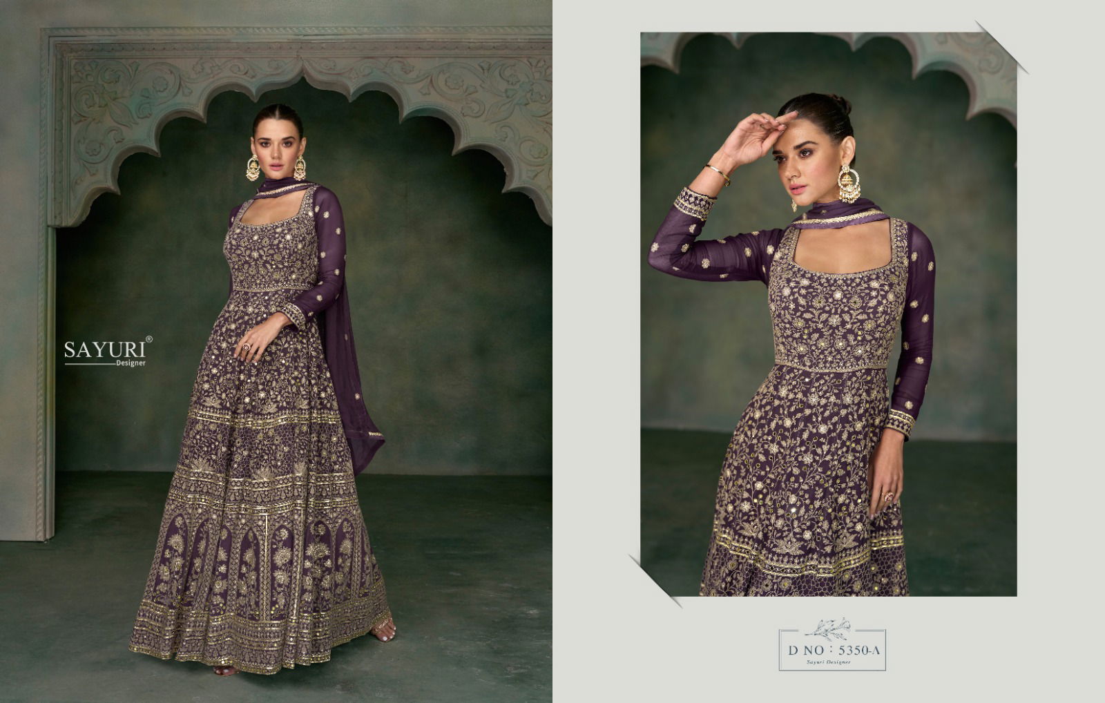 SAYURI 5350 COLORS REAL GEROGETTE EMBROIDERED WORK HEAVY SALWAR SUIT COLLECTIONs